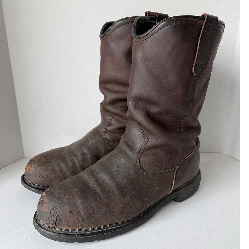 Red Wing Pecos 4436 Steel Toe Mens 10.5 Wide Brown Leather Metguard Work Boots